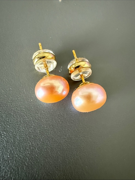 Jewelry - Gold-Accent Peach Pearl Drop Earrings